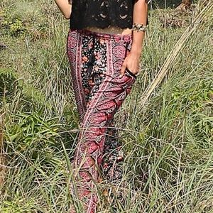 Tulle and Batiste Jamawar Rose Flair Pants